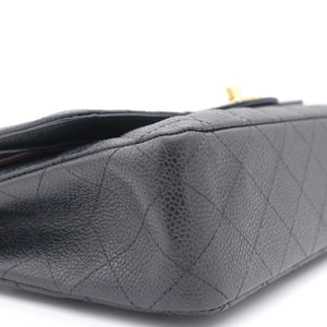 Black Quilted Caviar Leather Classic Double Flap Bag
