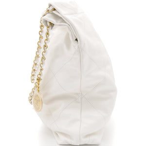Shiny Calfskin Quilted Small Chanel 22 White