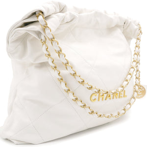 Shiny Calfskin Quilted Small Chanel 22 White