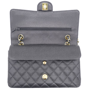 Black Quilted Caviar Leather Classic Double Flap Bag