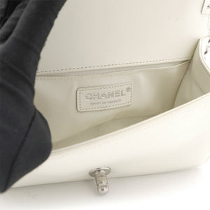 Calfskin Quilted Small Boy Flap White