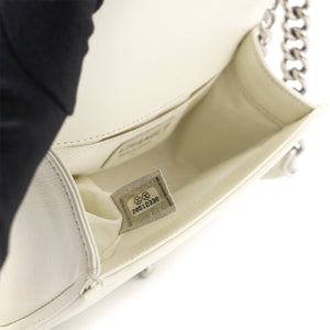 Calfskin Quilted Small Boy Flap White