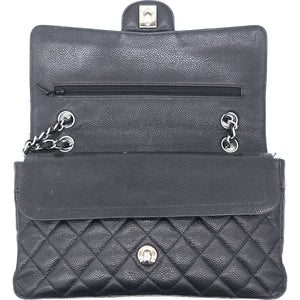 Caviar Quilted Medium Double Flap Black SHW