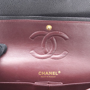 Black Quilted Caviar Leather Classic Double Flap Bag