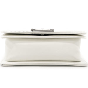 Calfskin Quilted Small Boy Flap White