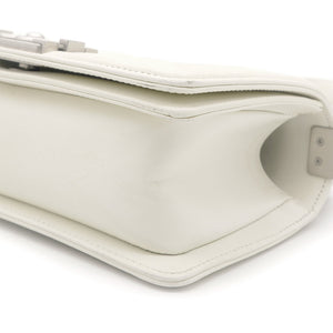 Calfskin Quilted Small Boy Flap White