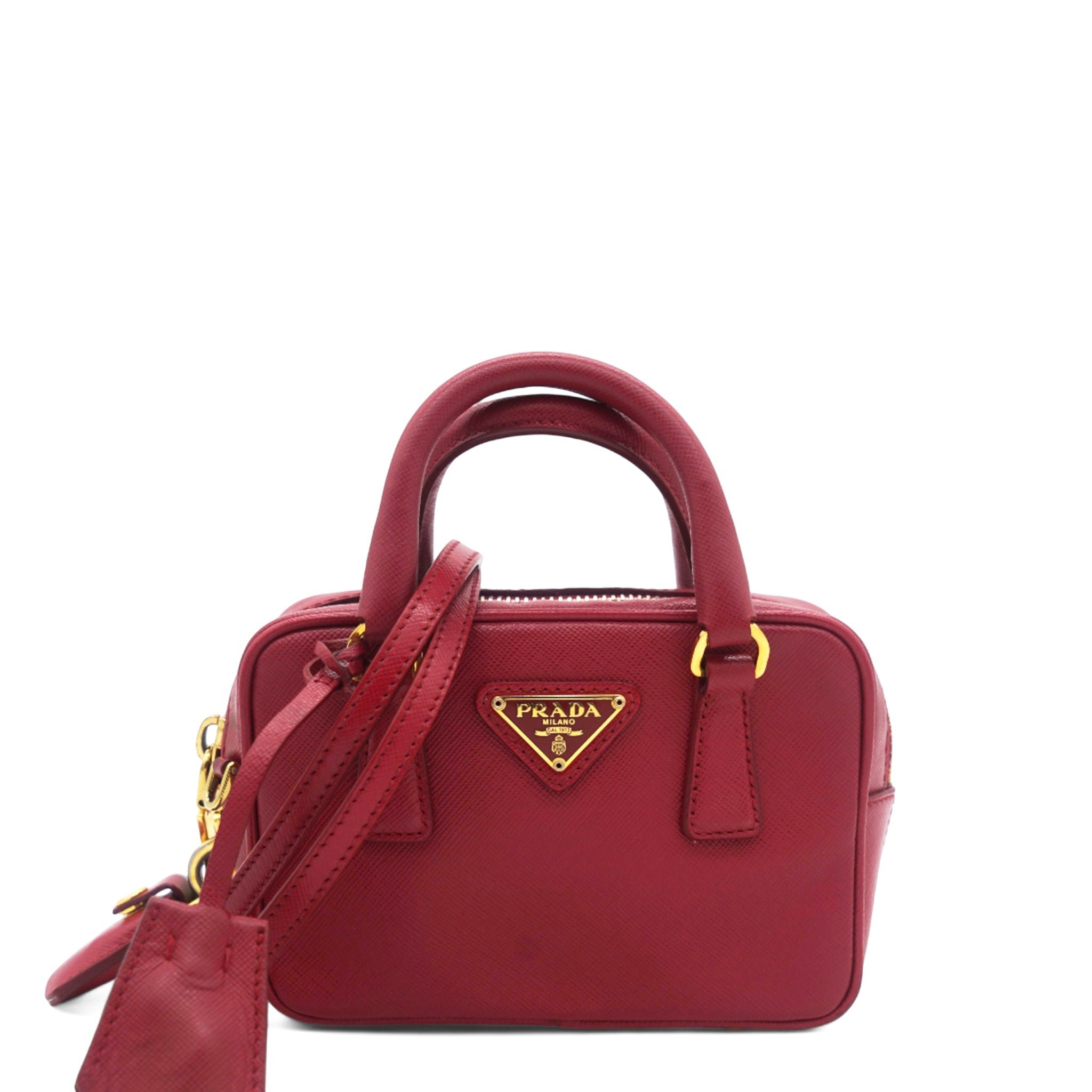 Saffiano Lux Micro Top Handle Crossbody Fuoco