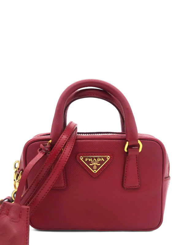Saffiano Lux Micro Top Handle Crossbody Fuoco