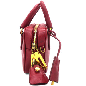 Saffiano Lux Micro Top Handle Crossbody Fuoco
