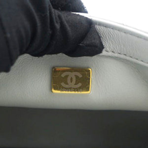 Pearl CC Crush Mini Square Lambskin Grey Crossbody Bag