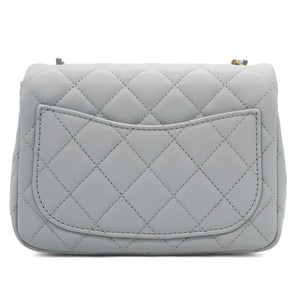 Pearl CC Crush Mini Square Lambskin Grey Crossbody Bag