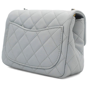 Pearl CC Crush Mini Square Lambskin Grey Crossbody Bag