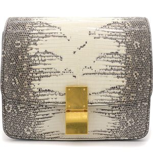 Small Lizard Medium Classic Box Flap Bag Natural