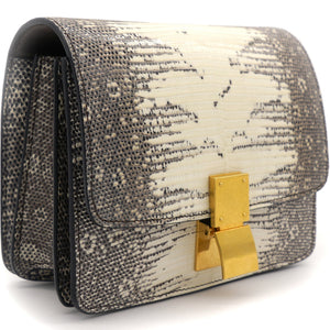 Small Lizard Medium Classic Box Flap Bag Natural