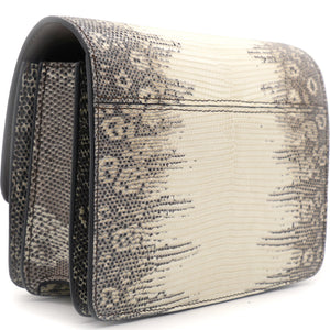 Small Lizard Medium Classic Box Flap Bag Natural