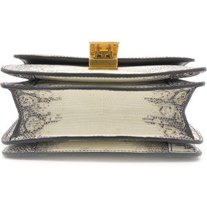 Small Lizard Medium Classic Box Flap Bag Natural