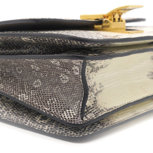 Small Lizard Medium Classic Box Flap Bag Natural