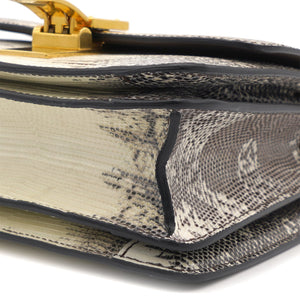 Small Lizard Medium Classic Box Flap Bag Natural