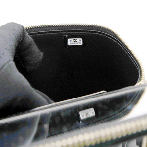 Lambskin Quilted Small Top Handle Vanity Case With Chain Black