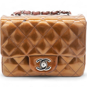 Striated Patent Quilted Mini Square Flap