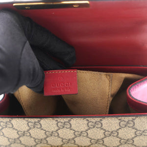 Red/Pink Leather and GG Supreme Monogram Canvas Small Padlock Shoulder Bag