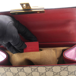 Red/Pink Leather and GG Supreme Monogram Canvas Small Padlock Shoulder Bag
