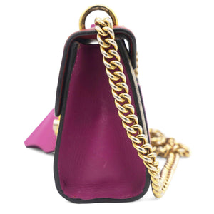 Red/Pink Leather and GG Supreme Monogram Canvas Small Padlock Shoulder Bag