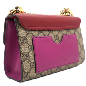 Red/Pink Leather and GG Supreme Monogram Canvas Small Padlock Shoulder Bag
