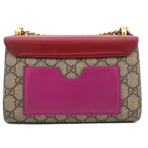 Red/Pink Leather and GG Supreme Monogram Canvas Small Padlock Shoulder Bag
