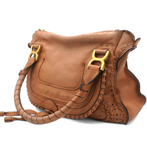 Brown Leather Small Marcie Satchel