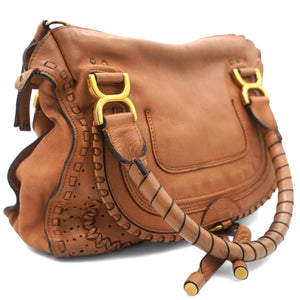 Brown Leather Small Marcie Satchel