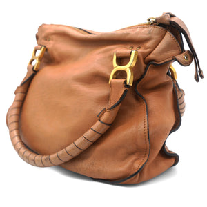 Brown Leather Small Marcie Satchel