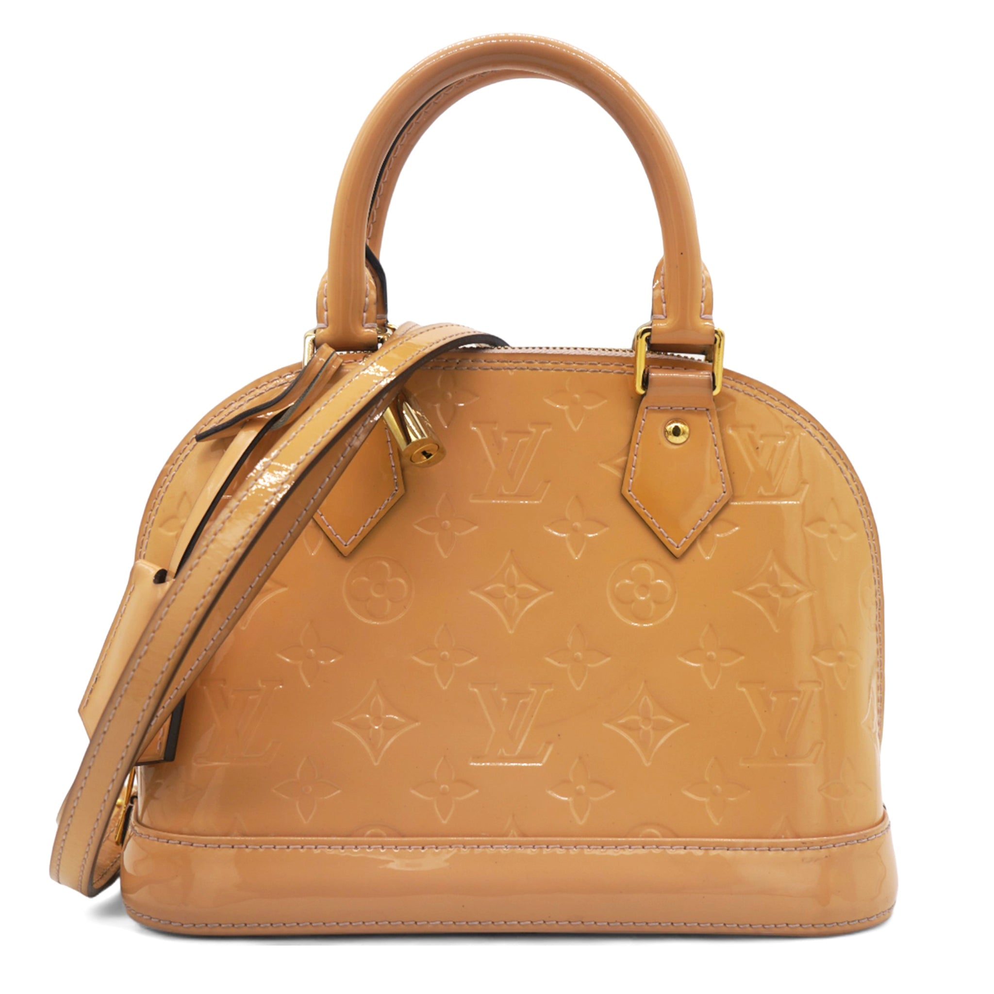 Rose Velours Monogram Vernis Alma BB Bag
