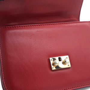 Red Leather Small Rockstud Glam Lock Flap Bag