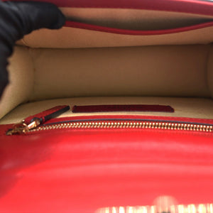 Red Leather Small Rockstud Glam Lock Flap Bag