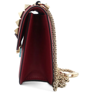 Red Leather Small Rockstud Glam Lock Flap Bag