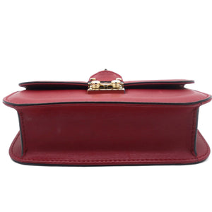 Red Leather Small Rockstud Glam Lock Flap Bag