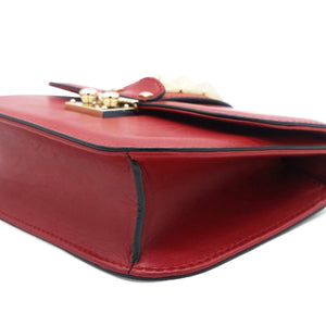 Red Leather Small Rockstud Glam Lock Flap Bag