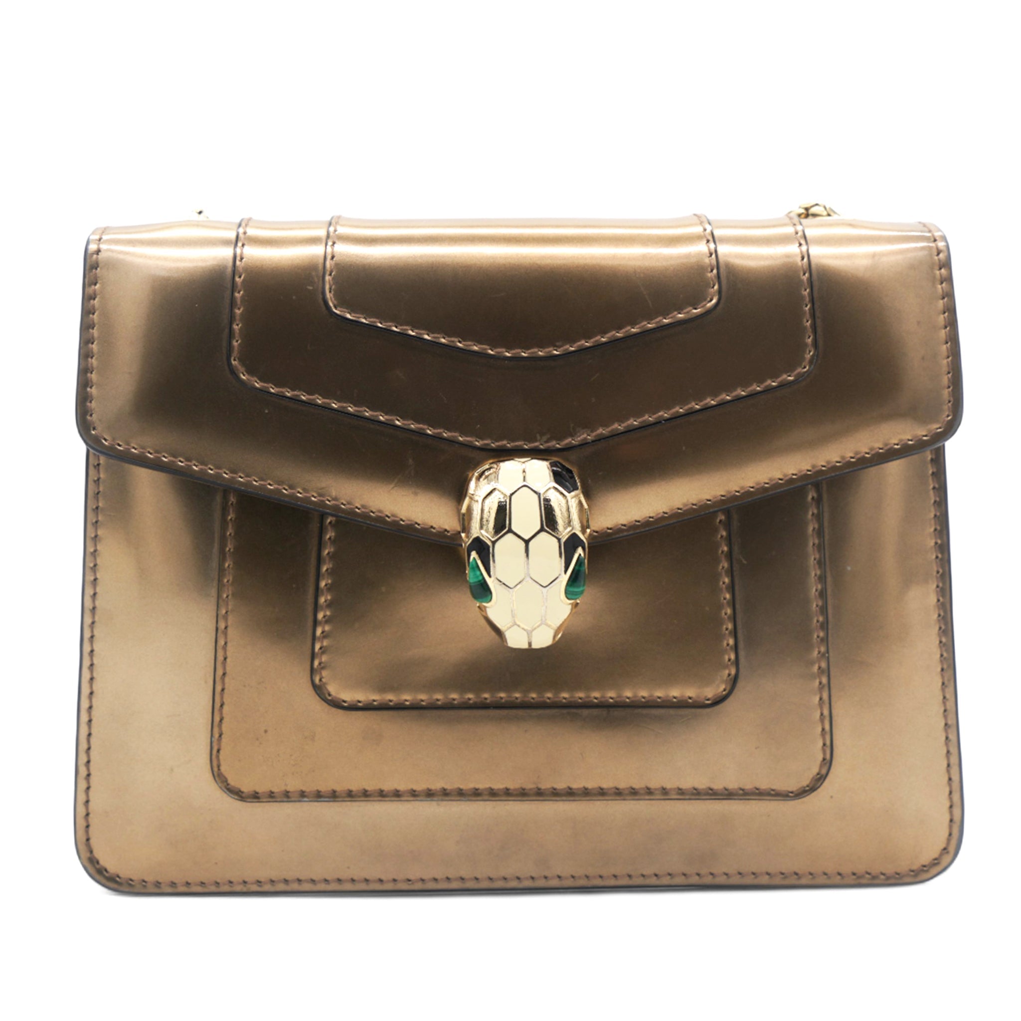 Metallic Calfskin Serpenti Forever Crossbody Bag Bronze