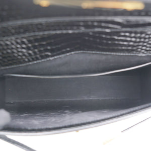 Embossed Calfskin Manhattan Shoulder Bag Black