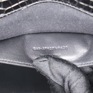 Embossed Calfskin Manhattan Shoulder Bag Black