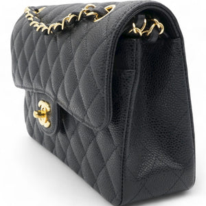 Caviar Quilted Small Double Flap Black
