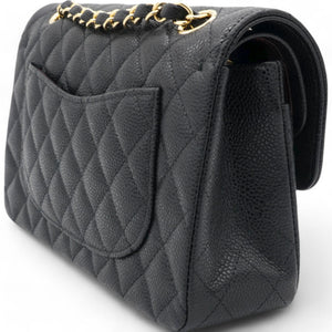 Caviar Quilted Small Double Flap Black
