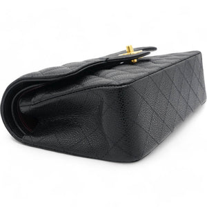 Caviar Quilted Small Double Flap Black