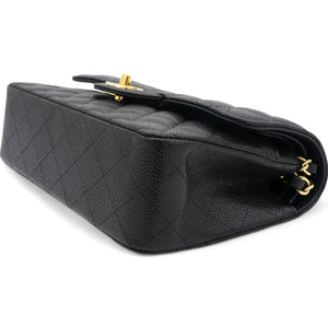 Caviar Quilted Small Double Flap Black