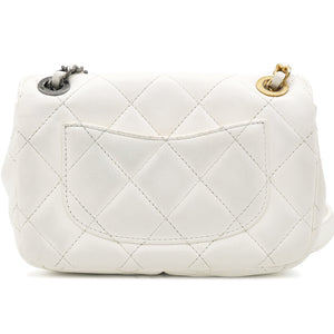 Lambskin Quilted Mini Coco Clips Flap White