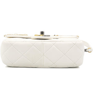 Lambskin Quilted Mini Coco Clips Flap White