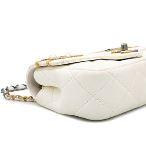 Lambskin Quilted Mini Coco Clips Flap White