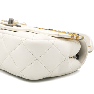 Lambskin Quilted Mini Coco Clips Flap White