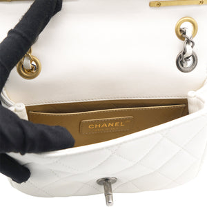 Lambskin Quilted Mini Coco Clips Flap White